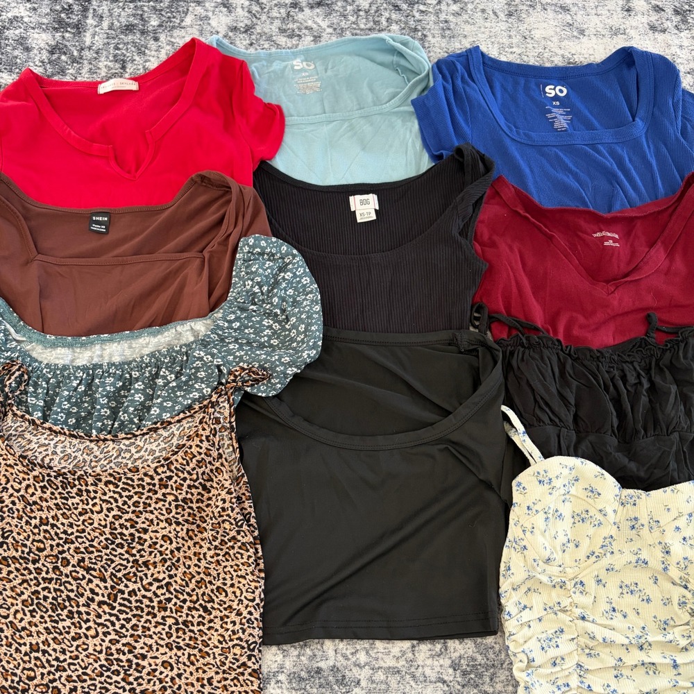 Mixed Brand XS Womens Juniors Crop Top Tank Tee Lot BDG Shein Wild Fable Bundle
